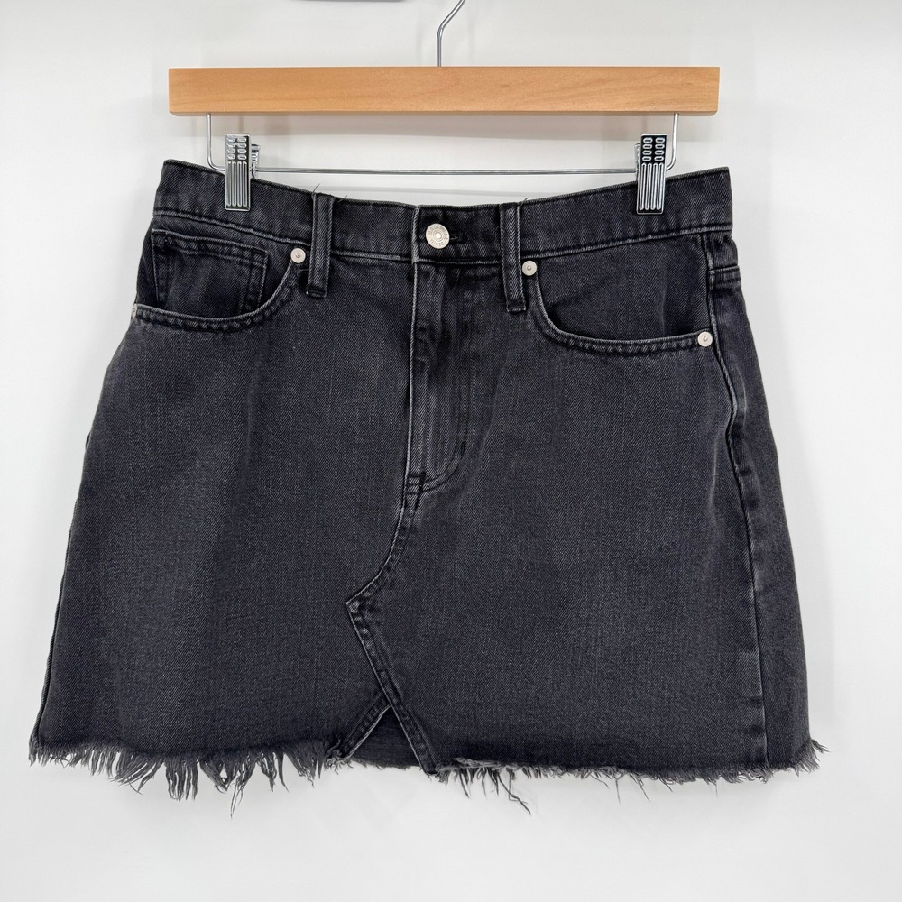 Madewell Rigid A-Line Mini Denim Skirt Raw Faded Black Size Women's 28